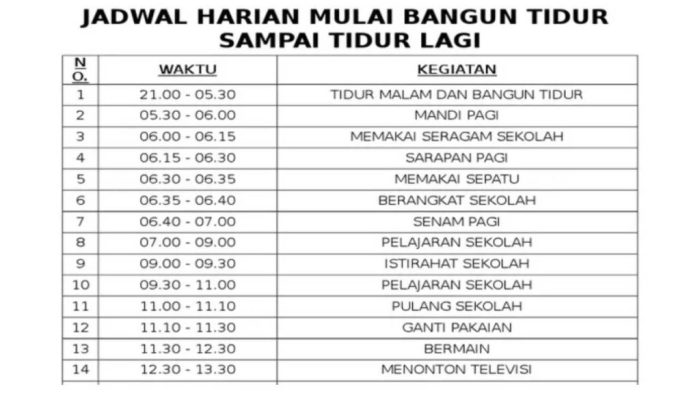 7 Contoh Jadwal Kegiatan Sehari hari yang Kreatif dan Menarik
